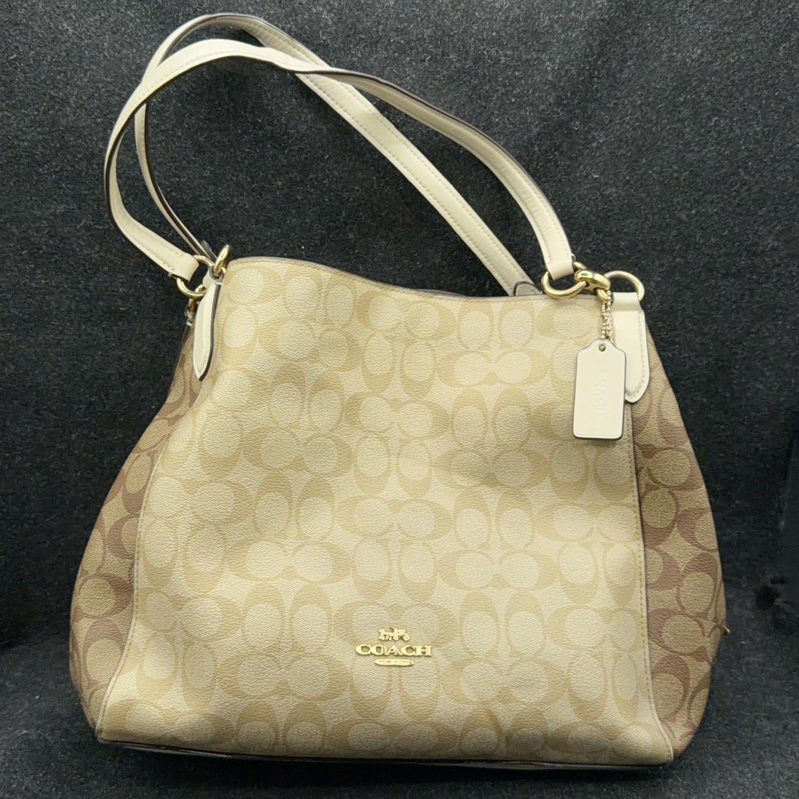 Coach Hallie Shoulder Bag With Snakeskin Embossed Trim On Zipper